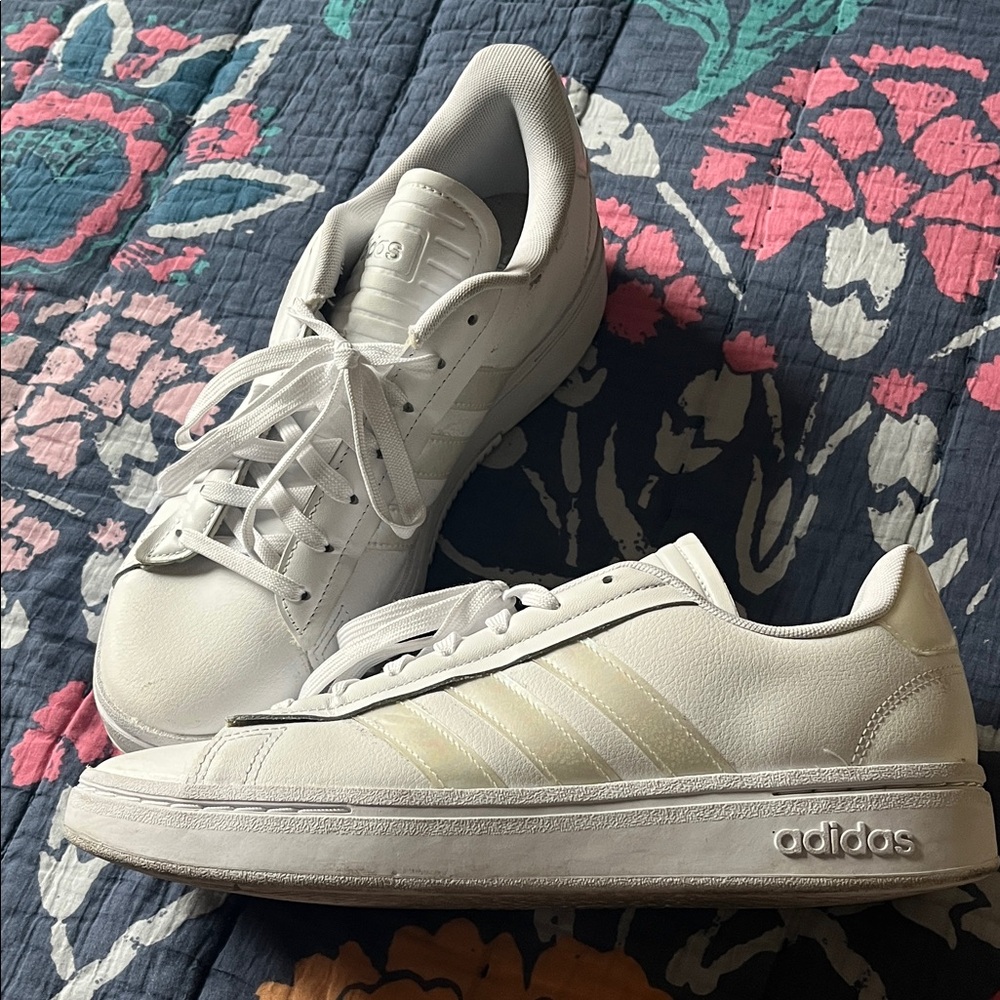 Adidas Cloudfoam Grand Court White Leather Sneakers Women’s size 10